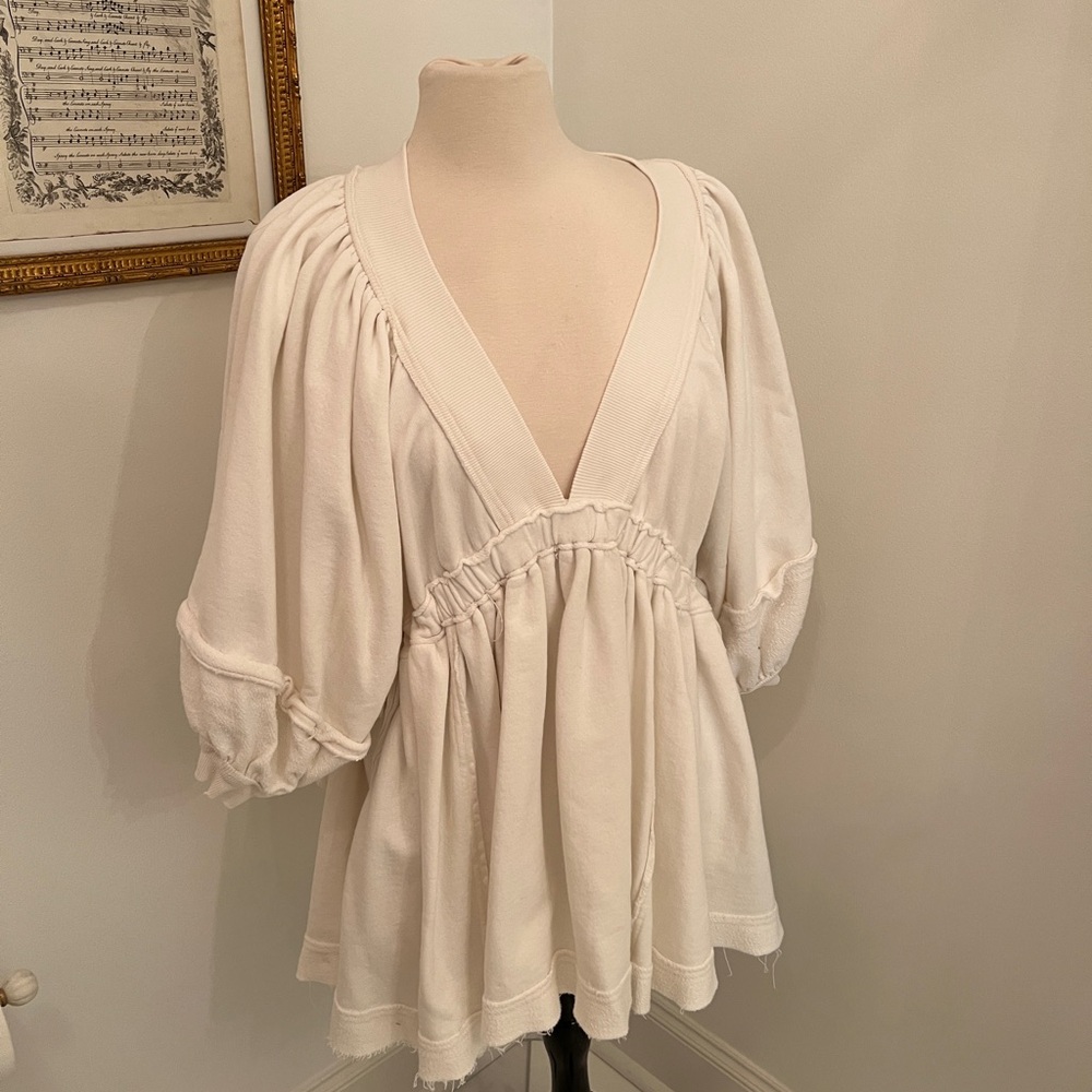 Free People White V-Neck Tunic
